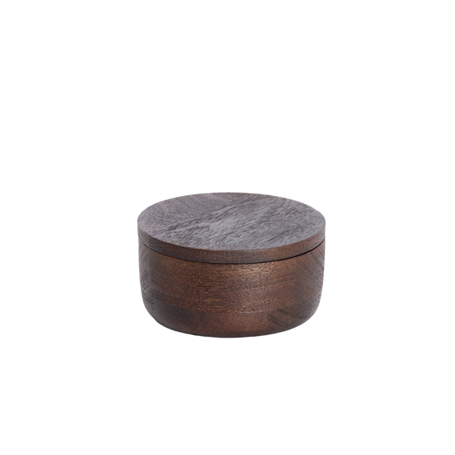 Deco box Ø14x7 cm METETI hout mat donker bruin