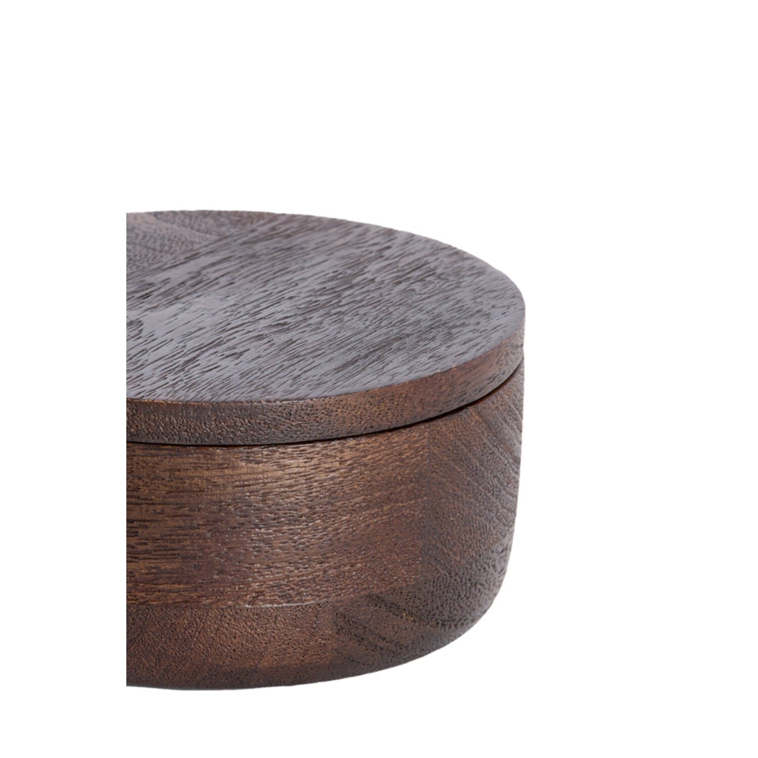 Deco box Ø14x7 cm METETI hout mat donker bruin