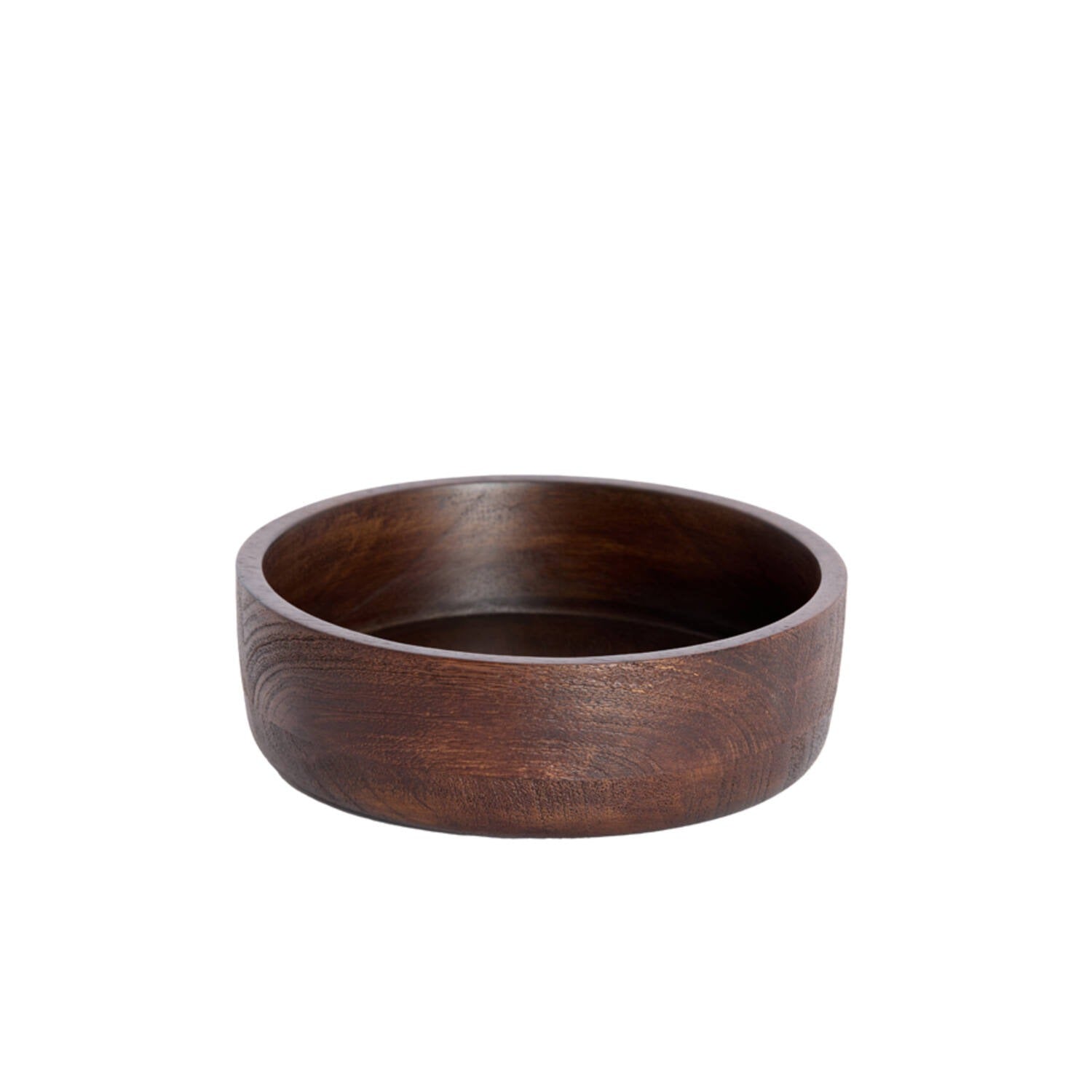 Deco box Ø19x7 cm METETI hout mat donker bruin