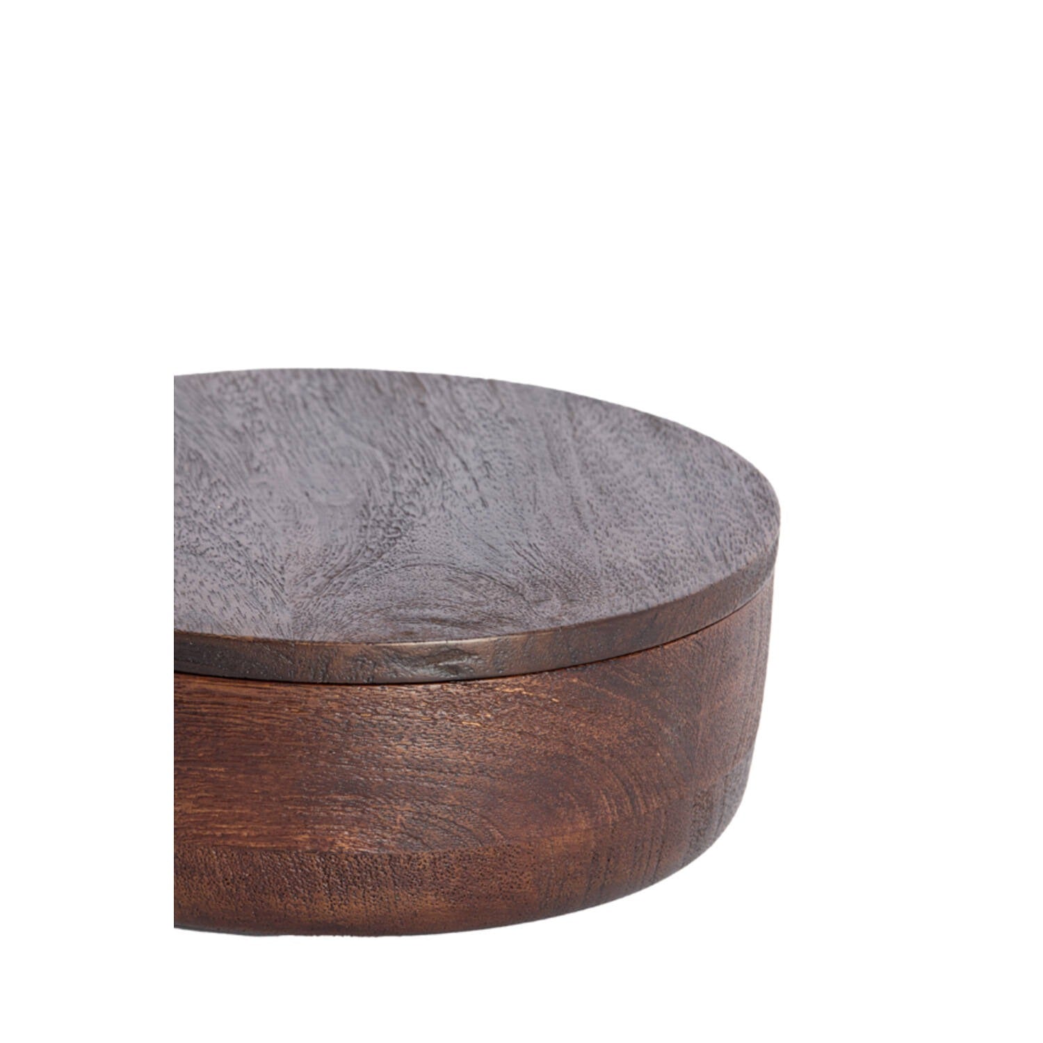 Deco box Ø19x7 cm METETI hout mat donker bruin