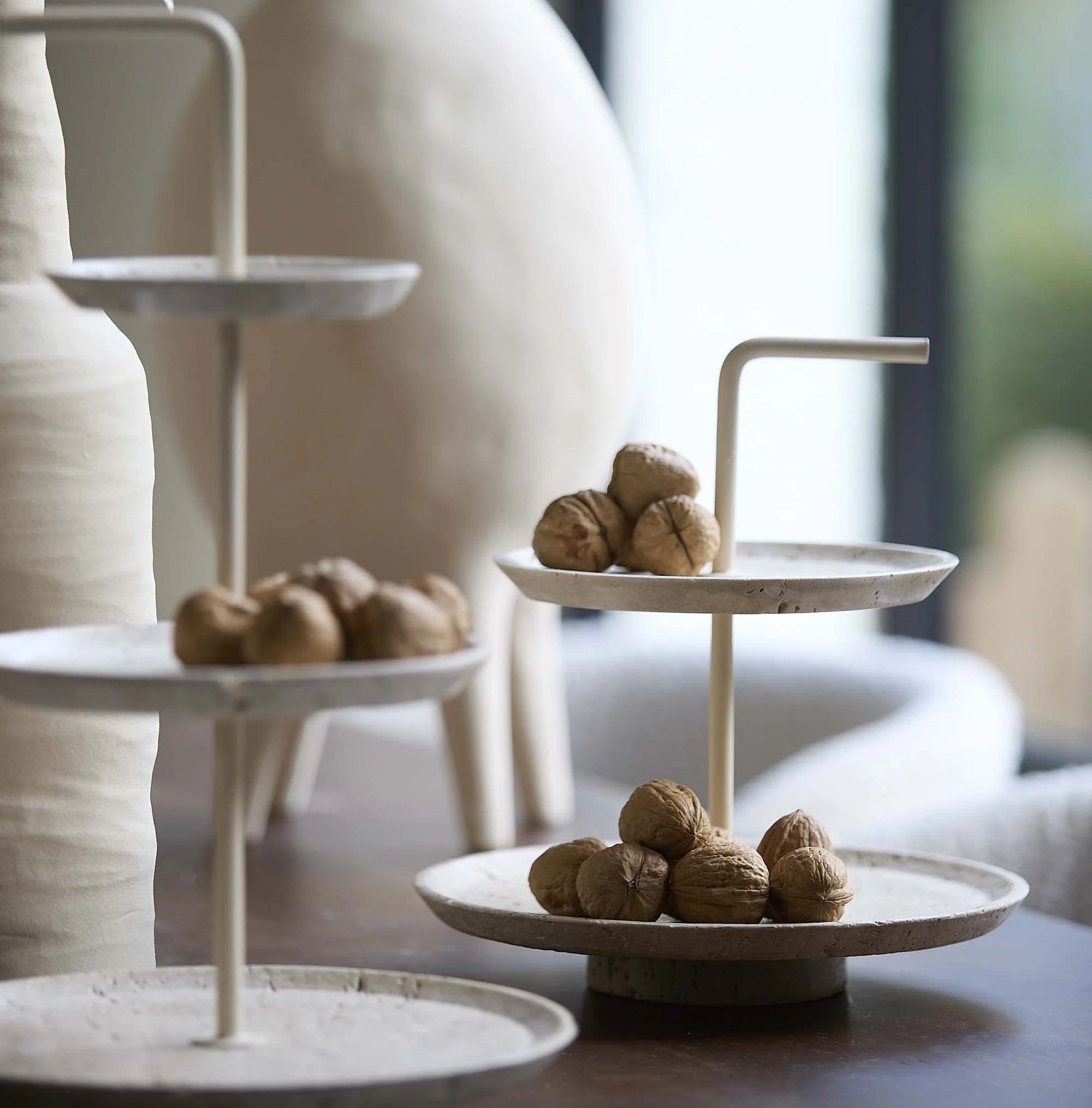 Etagere 2 laags CAGLIO travertin zand+crème